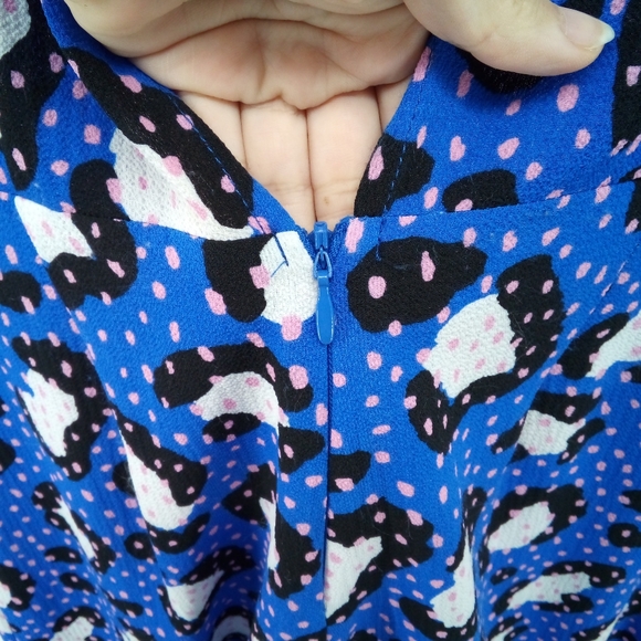 ASOS Electric Blue Pink Animal Print Polka Dot Wide Leg Jumpsuit 6 - Picture 10 of 13